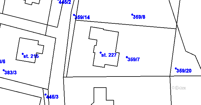 Parcela st. 227 v KÚ Vysoká u Příbramě, Katastrální mapa