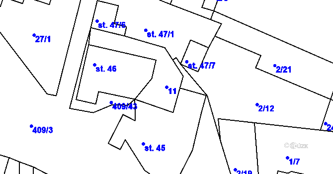 Parcela st. 11 v KÚ Vysoká u Příbramě, Katastrální mapa