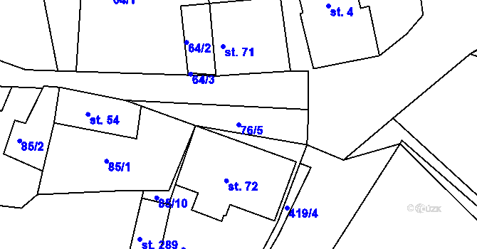 Parcela st. 76/5 v KÚ Vysoká u Příbramě, Katastrální mapa