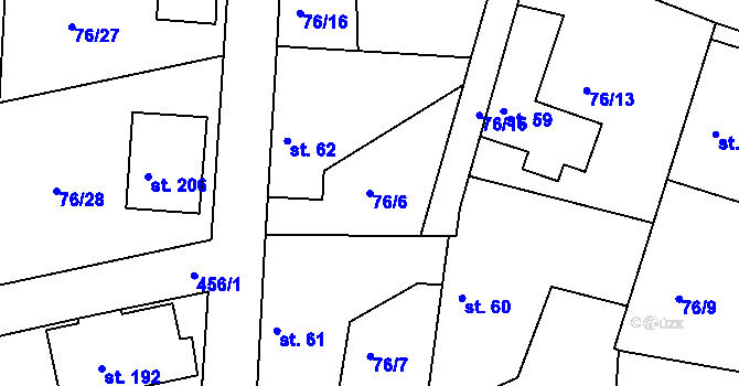Parcela st. 76/6 v KÚ Vysoká u Příbramě, Katastrální mapa