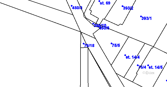 Parcela st. 76/18 v KÚ Vysoká u Příbramě, Katastrální mapa