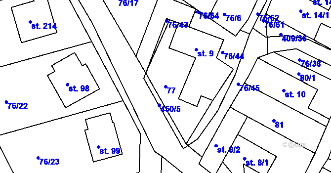 Parcela st. 77 v KÚ Vysoká u Příbramě, Katastrální mapa