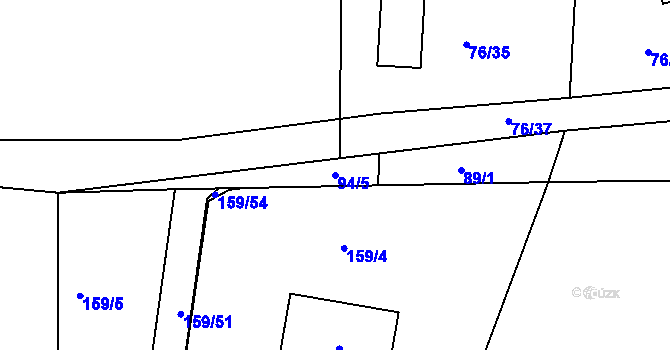 Parcela st. 94/5 v KÚ Vysoká u Příbramě, Katastrální mapa