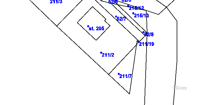 Parcela st. 211/2 v KÚ Vysoká u Příbramě, Katastrální mapa