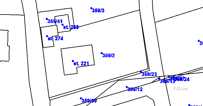 Parcela st. 359/2 v KÚ Vysoká u Příbramě, Katastrální mapa