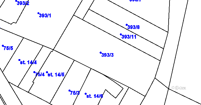 Parcela st. 393/3 v KÚ Vysoká u Příbramě, Katastrální mapa