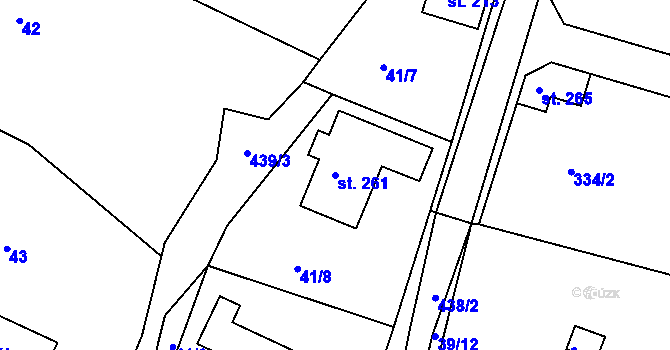 Parcela st. 261 v KÚ Vysoká u Příbramě, Katastrální mapa