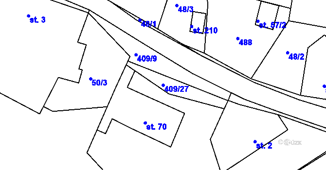 Parcela st. 409/27 v KÚ Vysoká u Příbramě, Katastrální mapa