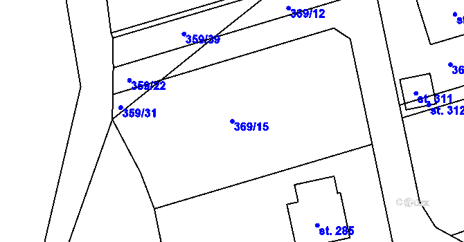 Parcela st. 369/15 v KÚ Vysoká u Příbramě, Katastrální mapa