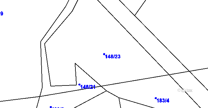 Parcela st. 148/23 v KÚ Vysoká u Příbramě, Katastrální mapa