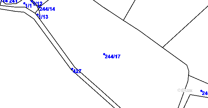 Parcela st. 244/17 v KÚ Vysoká u Příbramě, Katastrální mapa