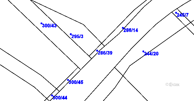 Parcela st. 286/39 v KÚ Vysoká u Příbramě, Katastrální mapa