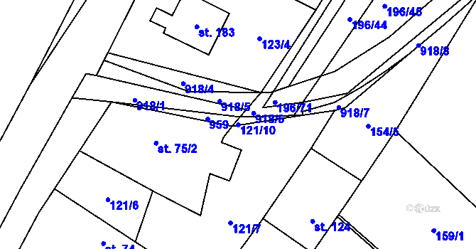 Parcela st. 121/10 v KÚ Vysoké Chvojno, Katastrální mapa