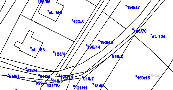 Parcela st. 196/44 v KÚ Vysoké Chvojno, Katastrální mapa
