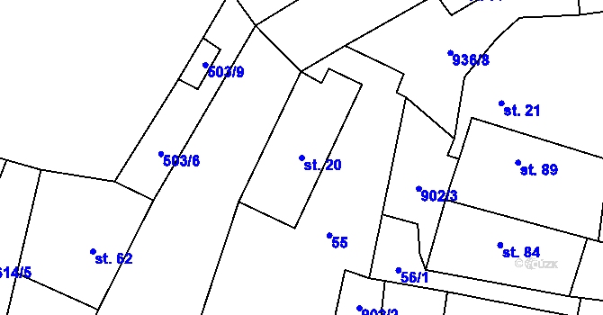 Parcela st. 20 v KÚ Vysoké Chvojno, Katastrální mapa