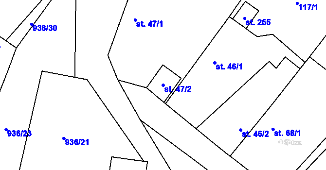 Parcela st. 47/2 v KÚ Vysoké Chvojno, Katastrální mapa