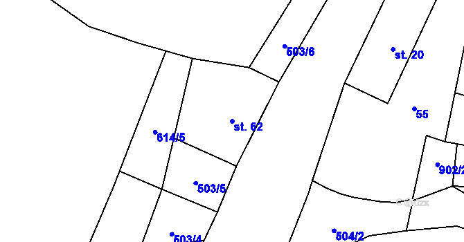 Parcela st. 62 v KÚ Vysoké Chvojno, Katastrální mapa
