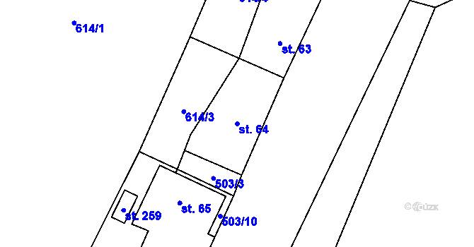 Parcela st. 64 v KÚ Vysoké Chvojno, Katastrální mapa