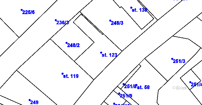 Parcela st. 123 v KÚ Vysoké Chvojno, Katastrální mapa