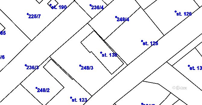 Parcela st. 130 v KÚ Vysoké Chvojno, Katastrální mapa
