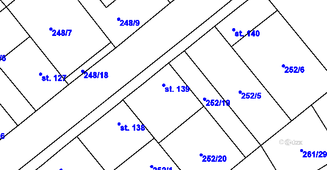 Parcela st. 139 v KÚ Vysoké Chvojno, Katastrální mapa