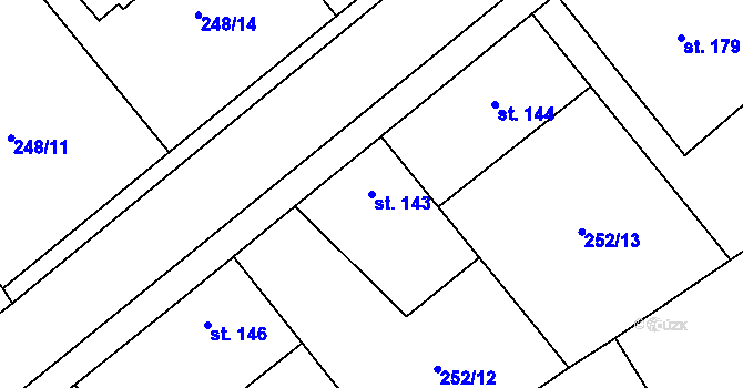 Parcela st. 143 v KÚ Vysoké Chvojno, Katastrální mapa