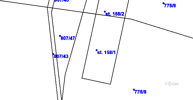 Parcela st. 158/1 v KÚ Vysoké Chvojno, Katastrální mapa