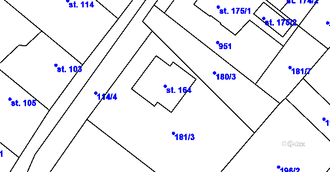 Parcela st. 164 v KÚ Vysoké Chvojno, Katastrální mapa