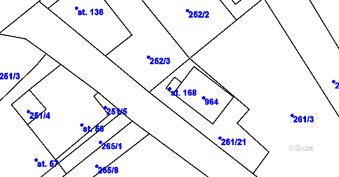 Parcela st. 168 v KÚ Vysoké Chvojno, Katastrální mapa