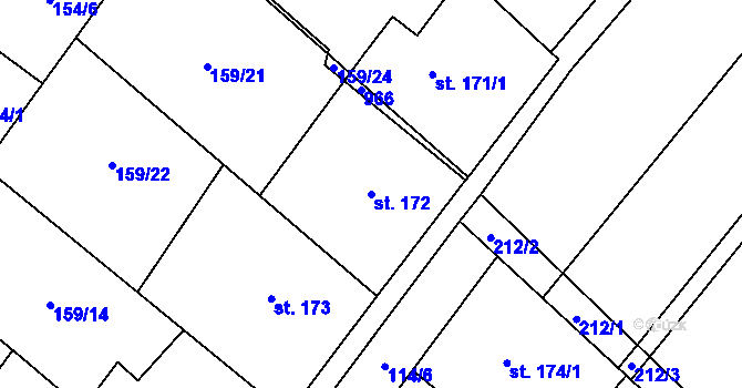 Parcela st. 172 v KÚ Vysoké Chvojno, Katastrální mapa