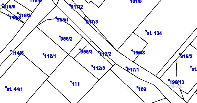 Parcela st. 112/2 v KÚ Vysoké Chvojno, Katastrální mapa