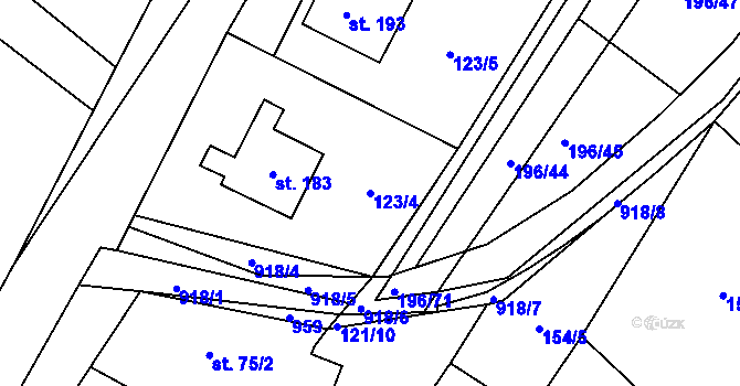 Parcela st. 123/4 v KÚ Vysoké Chvojno, Katastrální mapa