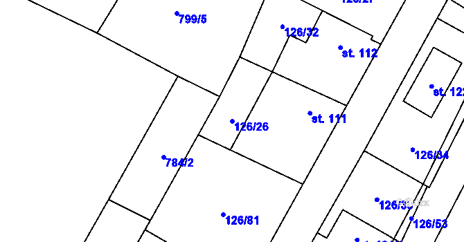 Parcela st. 126/26 v KÚ Vysoké Chvojno, Katastrální mapa
