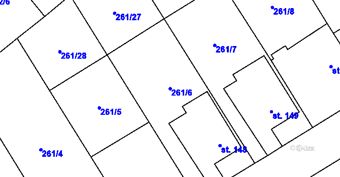Parcela st. 261/6 v KÚ Vysoké Chvojno, Katastrální mapa