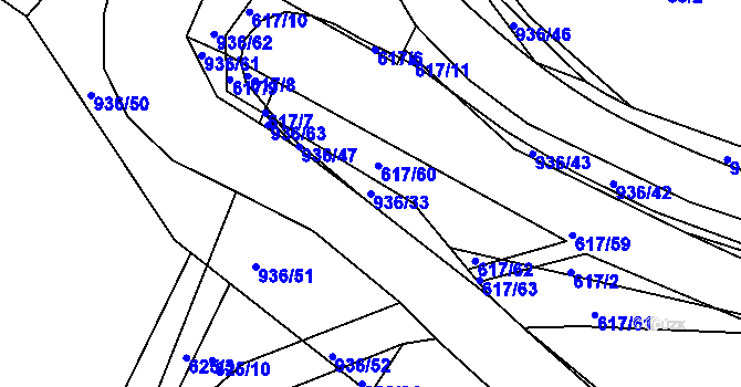 Parcela st. 936/33 v KÚ Vysoké Chvojno, Katastrální mapa