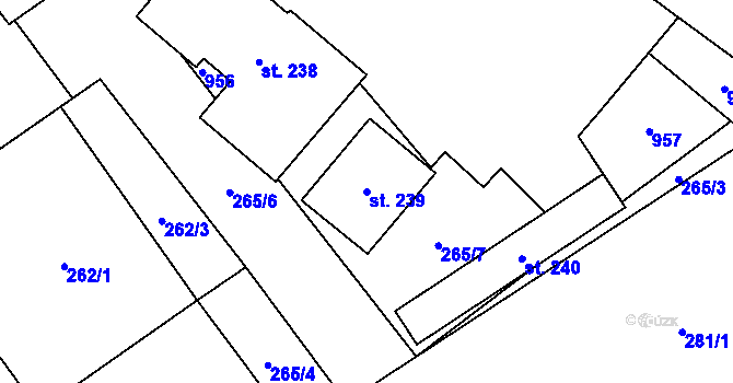 Parcela st. 239 v KÚ Vysoké Chvojno, Katastrální mapa