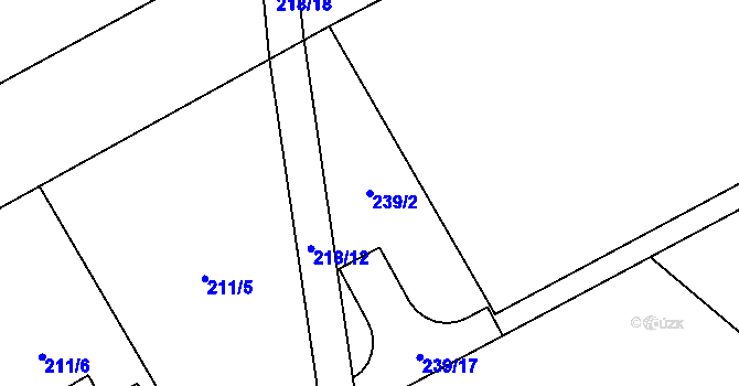Parcela st. 239/2 v KÚ Vysoké Chvojno, Katastrální mapa