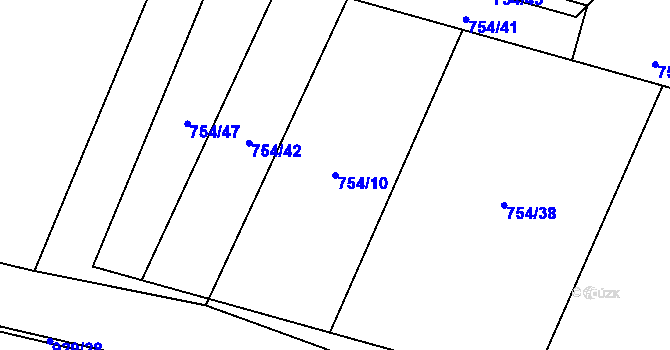 Parcela st. 754/10 v KÚ Vysoké Chvojno, Katastrální mapa