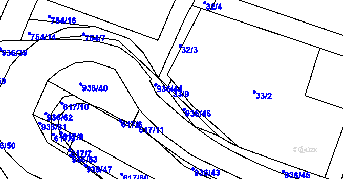 Parcela st. 33/9 v KÚ Vysoké Chvojno, Katastrální mapa
