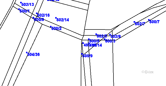 Parcela st. 495/19 v KÚ Vysoké Chvojno, Katastrální mapa