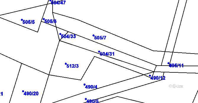Parcela st. 504/31 v KÚ Vysoké Chvojno, Katastrální mapa