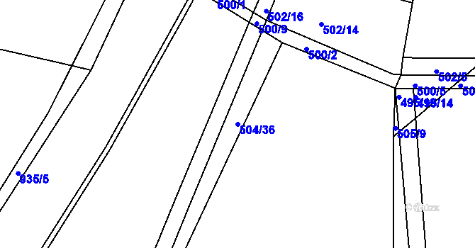 Parcela st. 504/36 v KÚ Vysoké Chvojno, Katastrální mapa