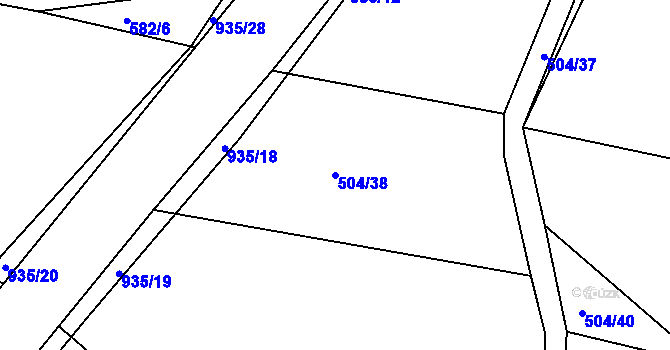 Parcela st. 504/38 v KÚ Vysoké Chvojno, Katastrální mapa
