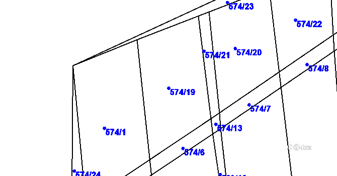 Parcela st. 574/19 v KÚ Vysoké Chvojno, Katastrální mapa