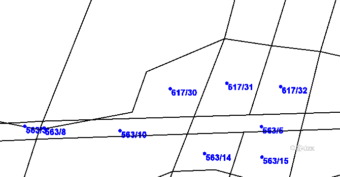 Parcela st. 617/30 v KÚ Vysoké Chvojno, Katastrální mapa