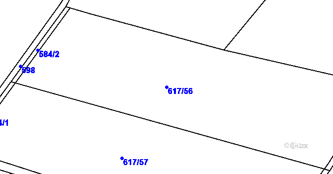 Parcela st. 617/56 v KÚ Vysoké Chvojno, Katastrální mapa