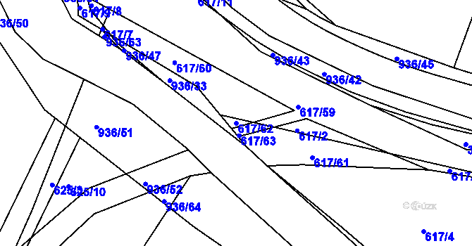 Parcela st. 617/62 v KÚ Vysoké Chvojno, Katastrální mapa