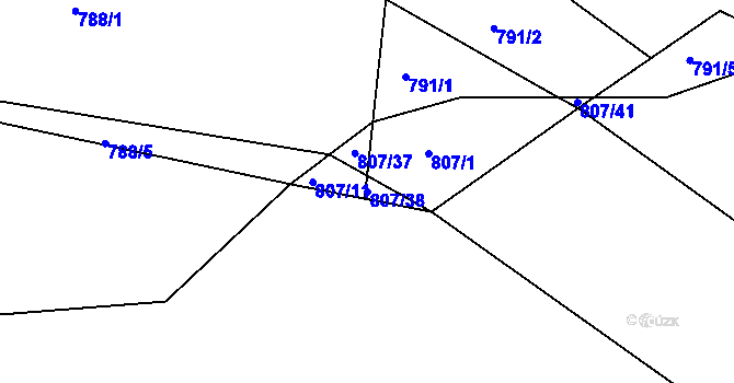Parcela st. 807/38 v KÚ Vysoké Chvojno, Katastrální mapa