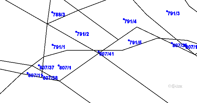 Parcela st. 807/41 v KÚ Vysoké Chvojno, Katastrální mapa