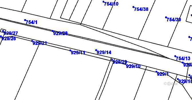 Parcela st. 929/14 v KÚ Vysoké Chvojno, Katastrální mapa